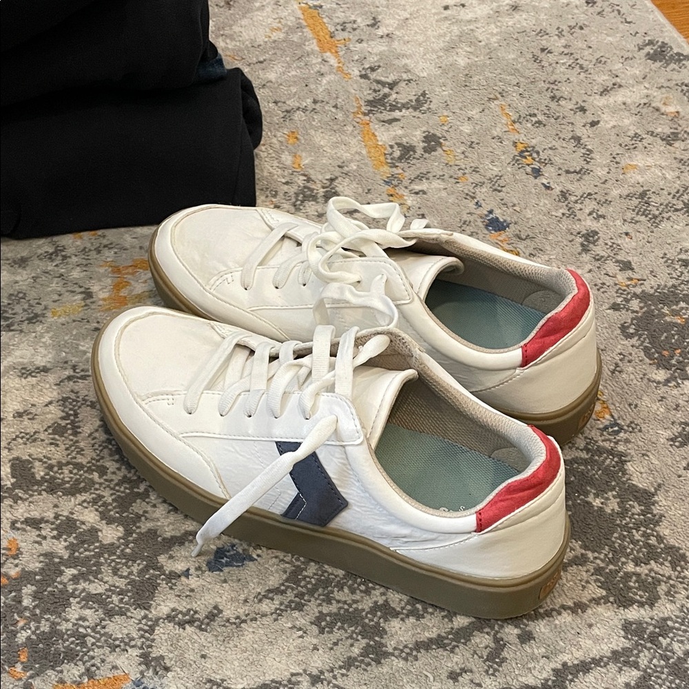 Dr. Scholl's White Sneakers with Red and Blue Details